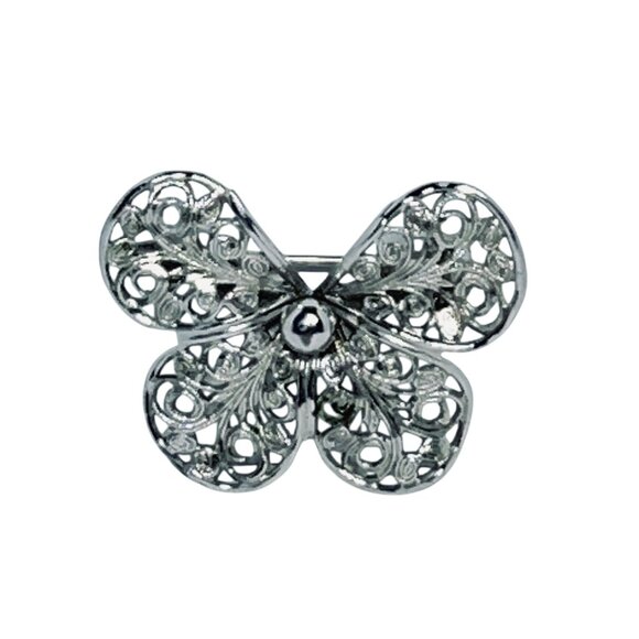 Vintage Emmons Silver Tone Filigree Butterfly Pin Signed (5574) - Picture 6 of 9